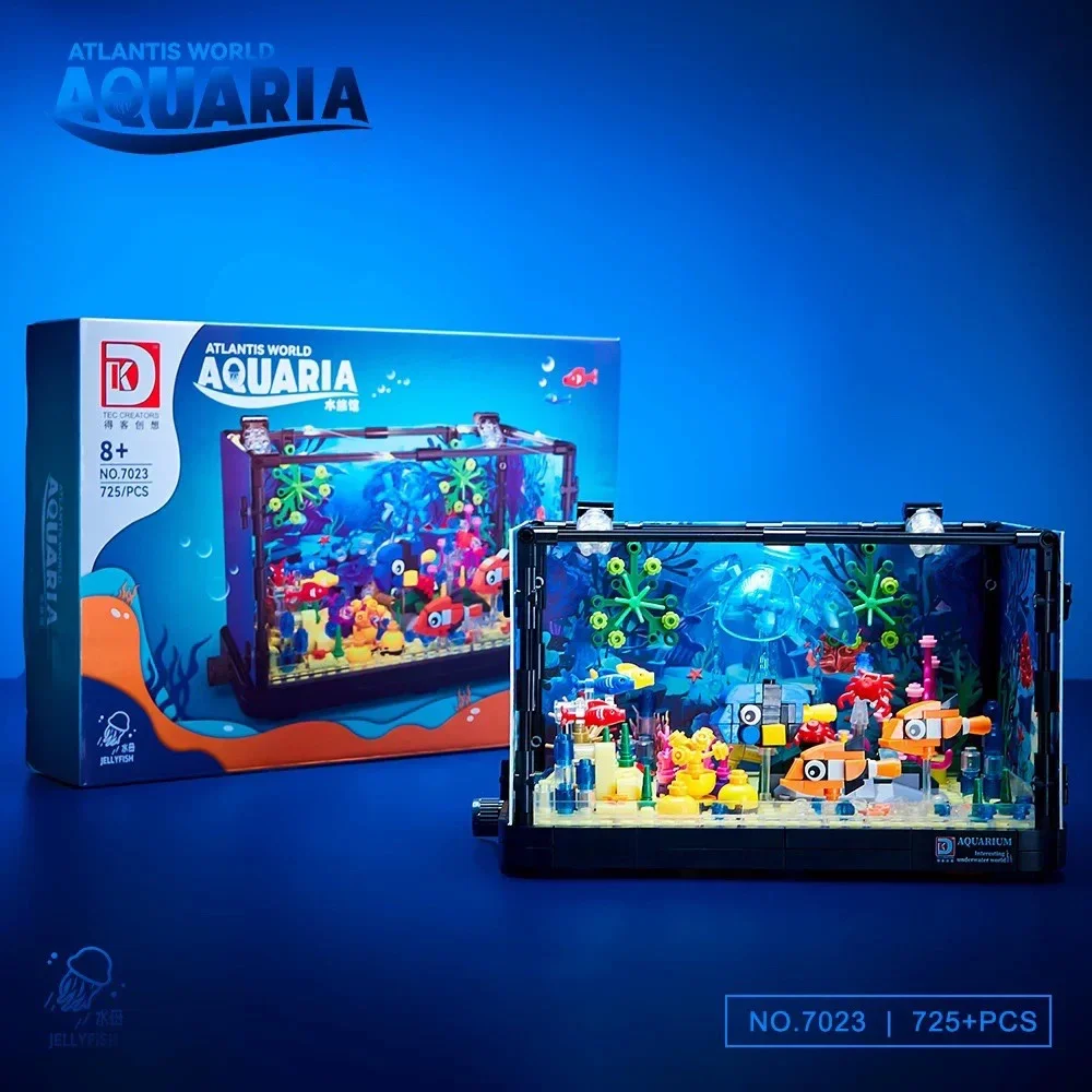 Ideas Series Aquarium Marine Animals Building Blocks Creative Expert Fish Tank Model Bricks Toys For Children Gift MOC With LED