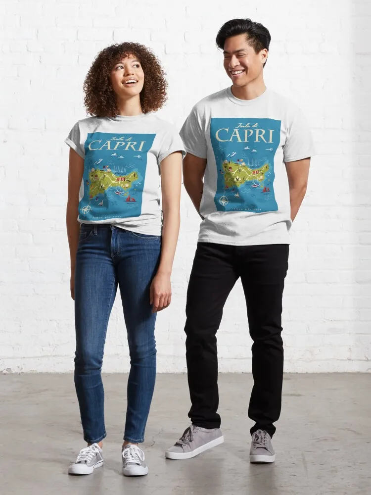 Capri Map Poster Classic T-Shirt 100% Cotton Streetwear High Quality New Fashion Top Tees