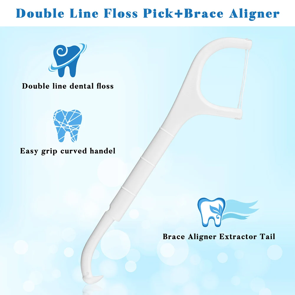 Orthodontic Double Line Floss pick for Braces , Fit under Arch Wire for Kids & Adults with Retainer & Aligner Removal Tool for I