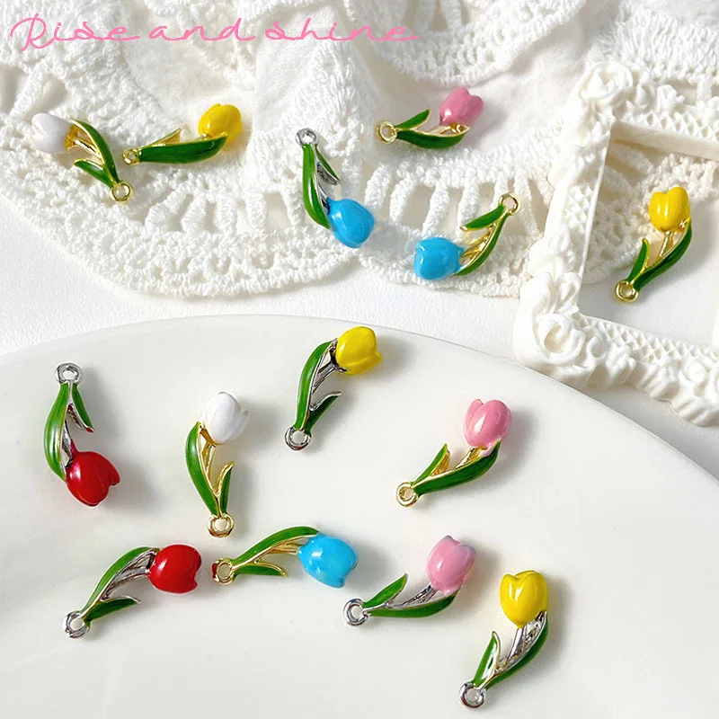 

10pcs Handmade Leaf Flower Pendant Charms Alloy Necklace Earrings Pendant Connectors Diy Earrings Jewelry Making Findings