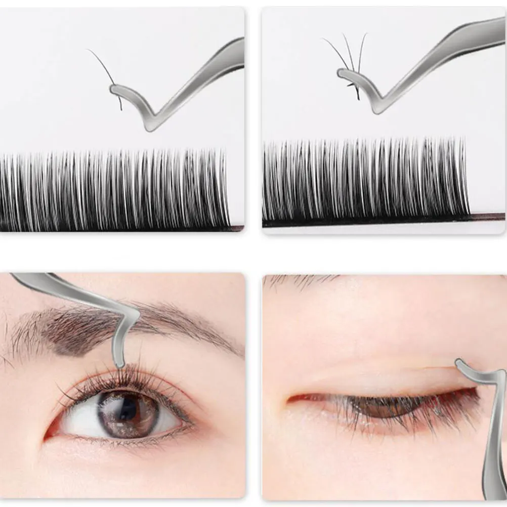 

Eyelash Clusters Tweezers Professional Applicator Stainless Steel Lash Tool Eyebrow Curler Ergonomic Design False Eyelash