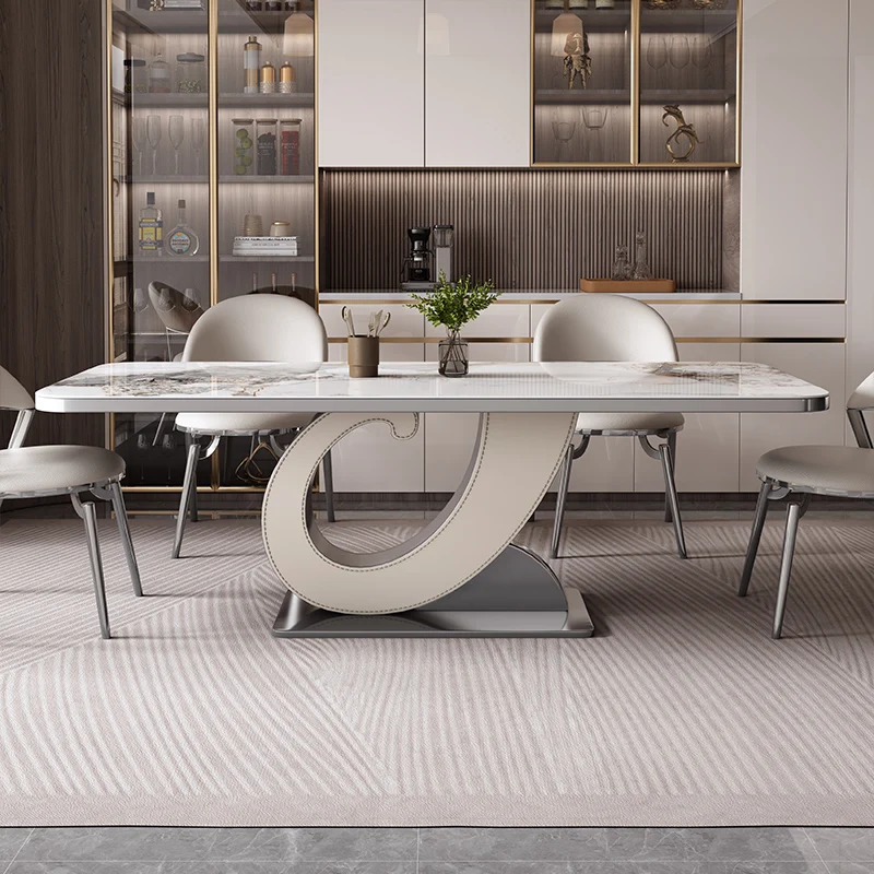

Dining table and chair combination small apartment household living room rectangular dining table