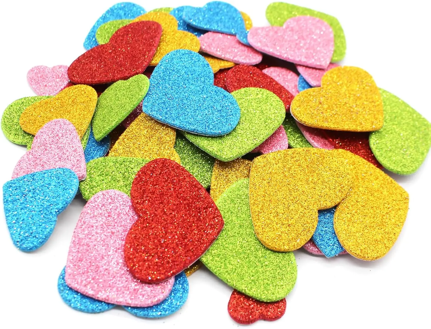 

500Pcs Colorful Glitter Heart Stickers,Self Adhesive Foam Hearts,Mini Heart Shapes Glitter Stickers for Valentine's Day Crafts