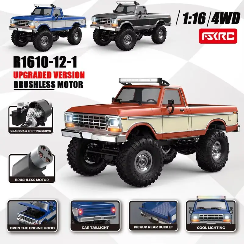 2026 HB 1/16 R1610-1 Brushless Version RC Car -Full Function with Crawler Alloy Drive Shaft LED Lights Off-Road Vehicle RC Toys
