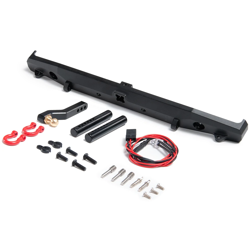 YEAHRUN TRX4 Front Rear Bumper Set with LED Light and D-rings for 1:10 RC Crawler Car TRX-4 Upgrade Parts