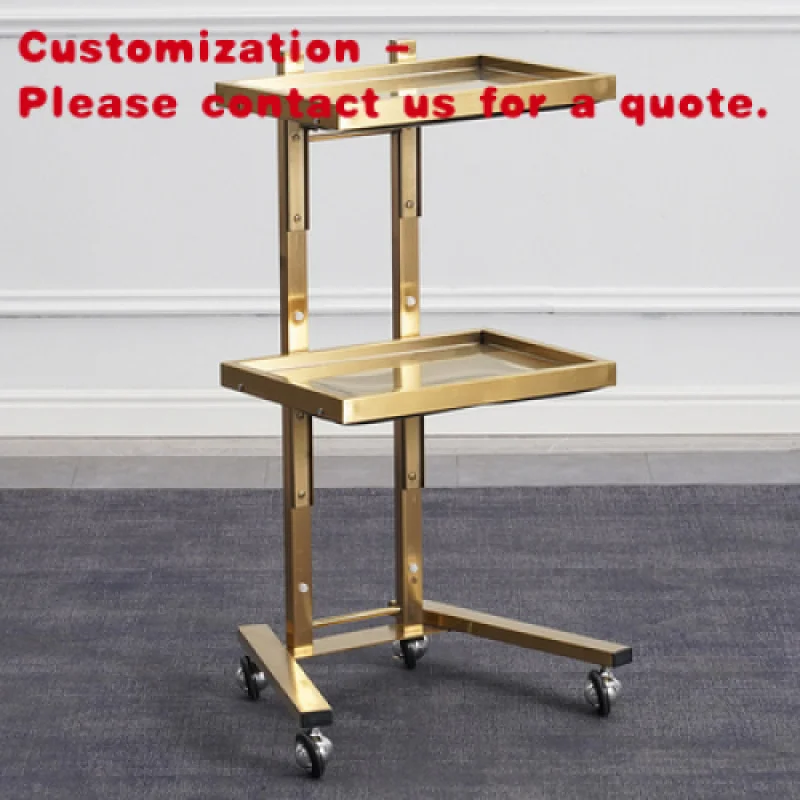 custom.Hot Sale Foldable Special and Silver Stainless Steel Mobile Rolling Hair Shop Cart Drawer Beauty Salon Trolley
