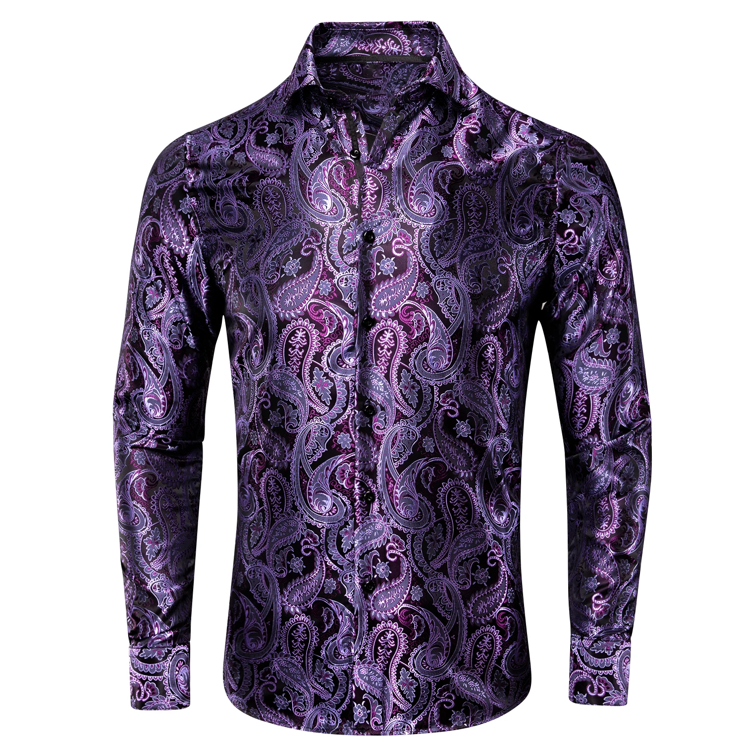 

Men's Fashion Luxury Shirt Mixed Purple Paisley Jacquard Pattern Suitable for Business Gatherings and Events