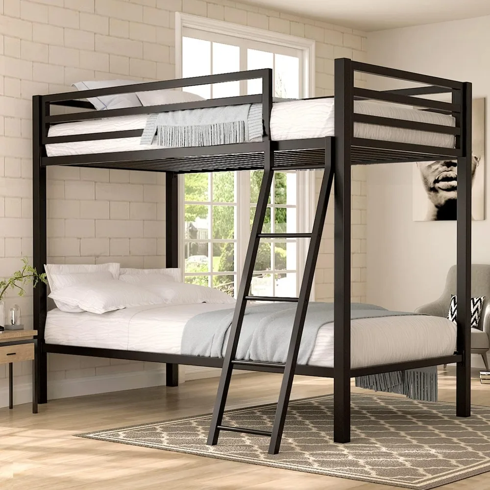 

IMUsee Bunk Bed Twin Over Twin Size with Ladder for Junior, Metal Twin Bunk beds with Safety Full-Length Guardrail, Space-Saving