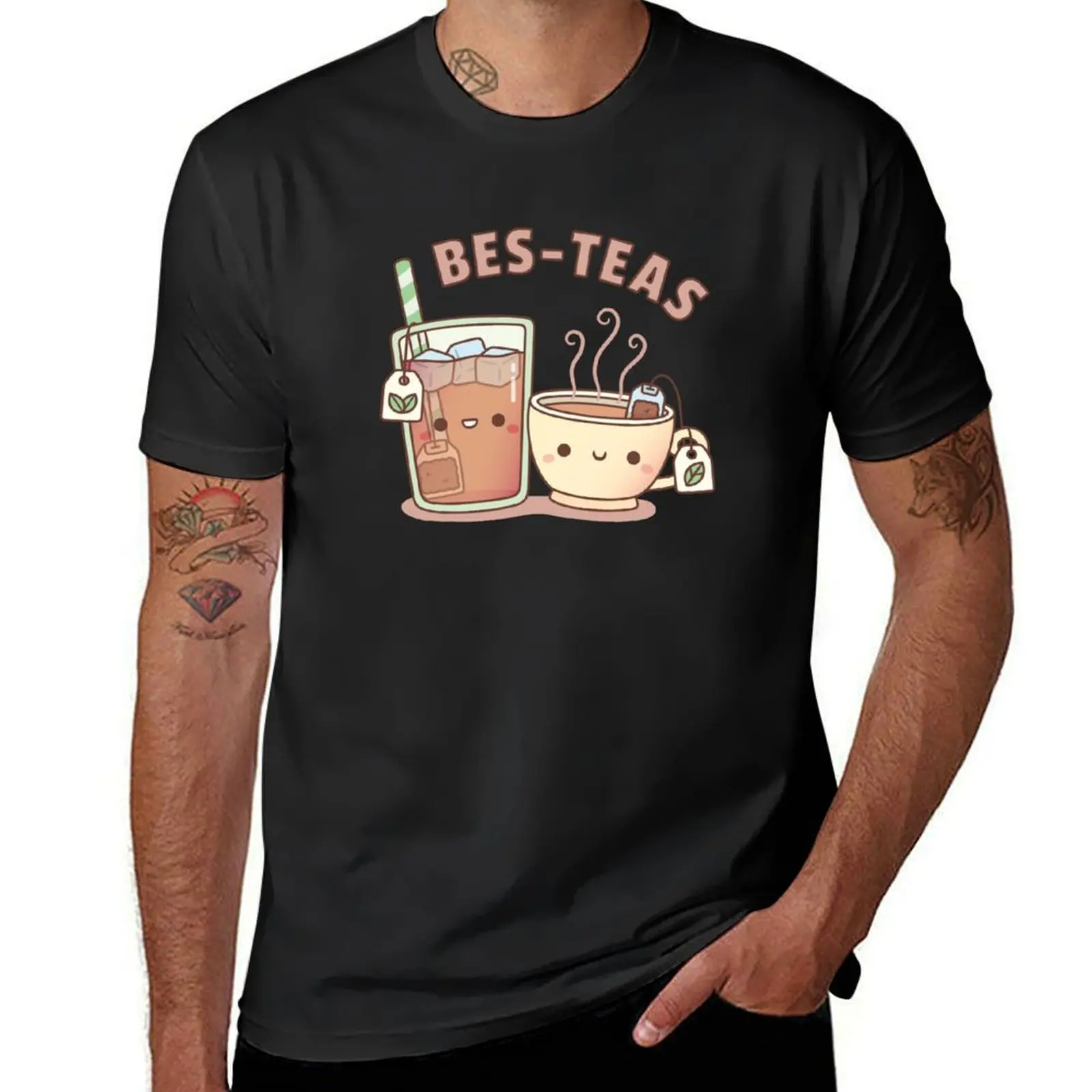 

Cute Iced and Hot Teas Bes Teas Besties T-Shirt funny costumes customs design your own summer top oversized t shirt men