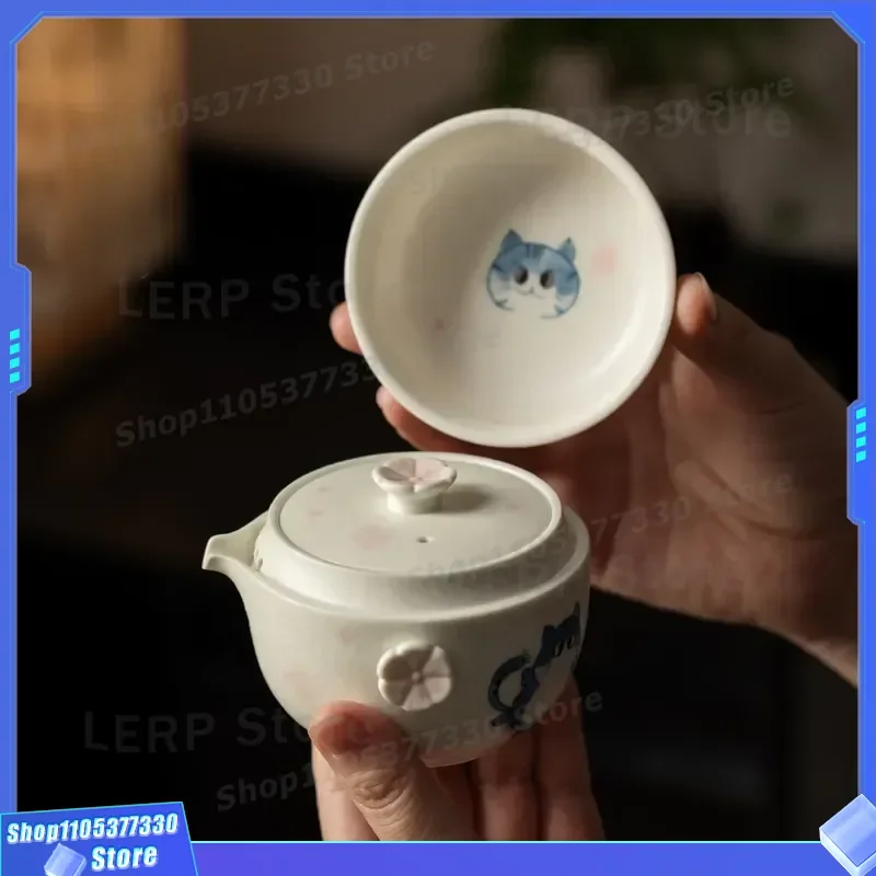 Luxury Ceramic Kung Fu Tea Set Portable Single Teapot Cup Travel Kit with Storage Bag for Business Gifts Chinese Style Office