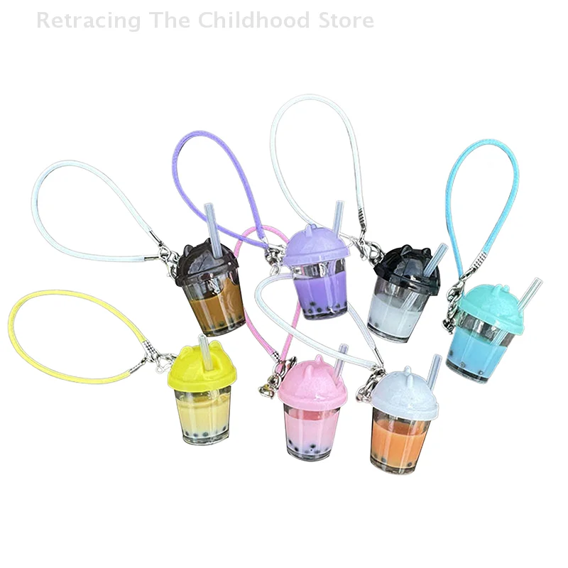 1 Piece 1:12 Dollhouse Mini Pearl Milk Tea Cup Model Pendant DIY Keychain Learning Scene Accessories Miniature Decoration