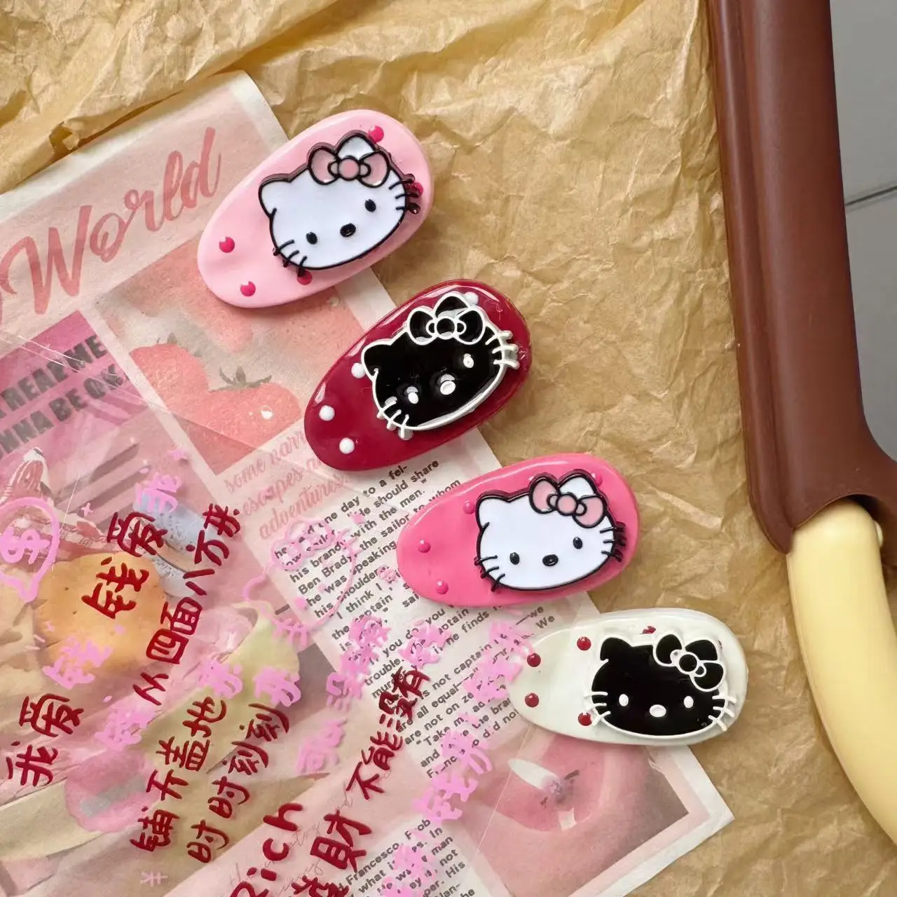 4 buah klip rambut HelloKitt lucu Sanrio klip jepit rambut pelajar hiasan kepala