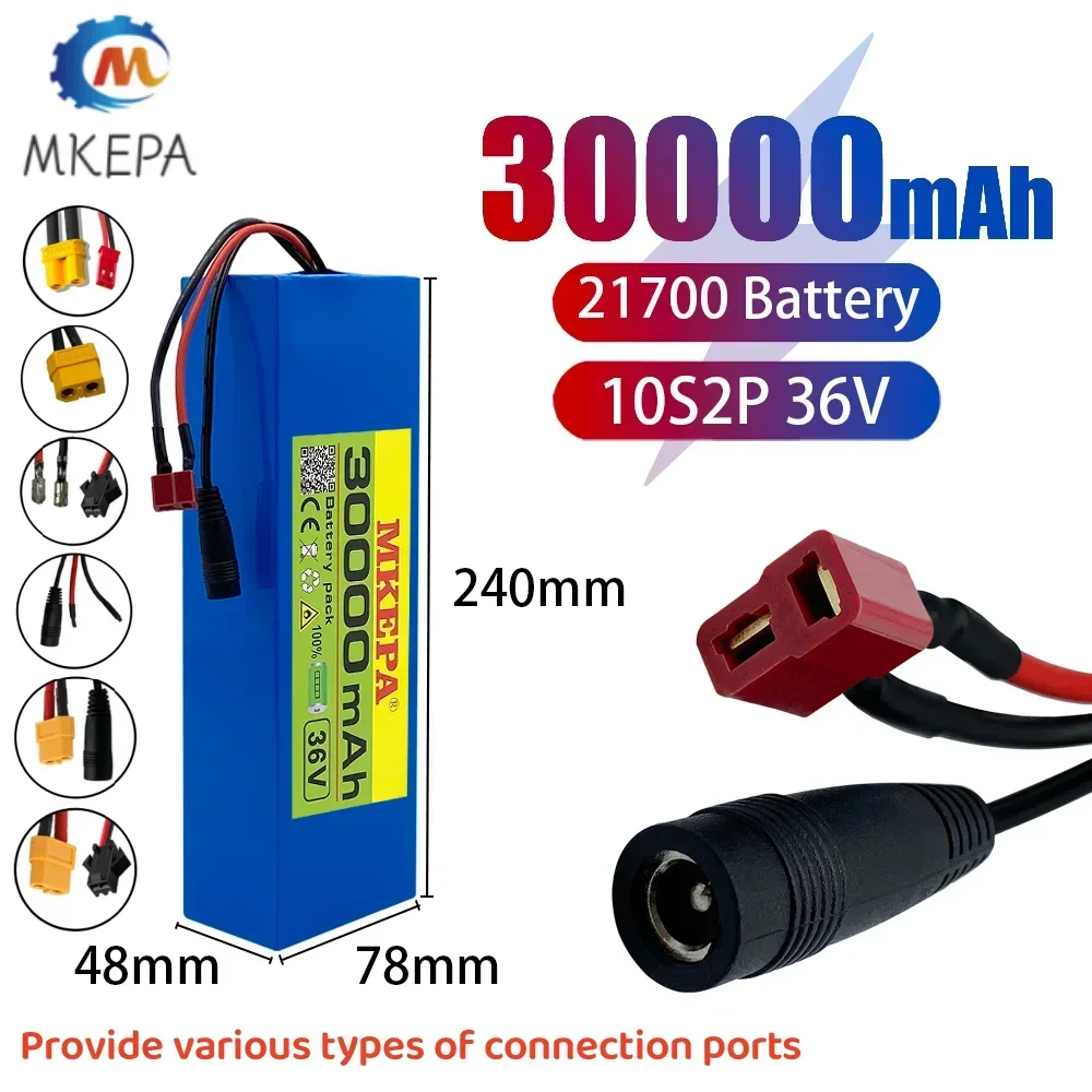 

NEW 36V 30A 21700 Lithium Battery pack 10S2P 30000mAh 500W high power electric bicycle battery 36V eBike Battery