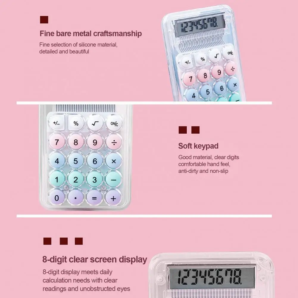 Portable Travel Calculator Mini Pocket Calculator Portable Handheld Calculator with Lcd Display for Student Exam Study Office