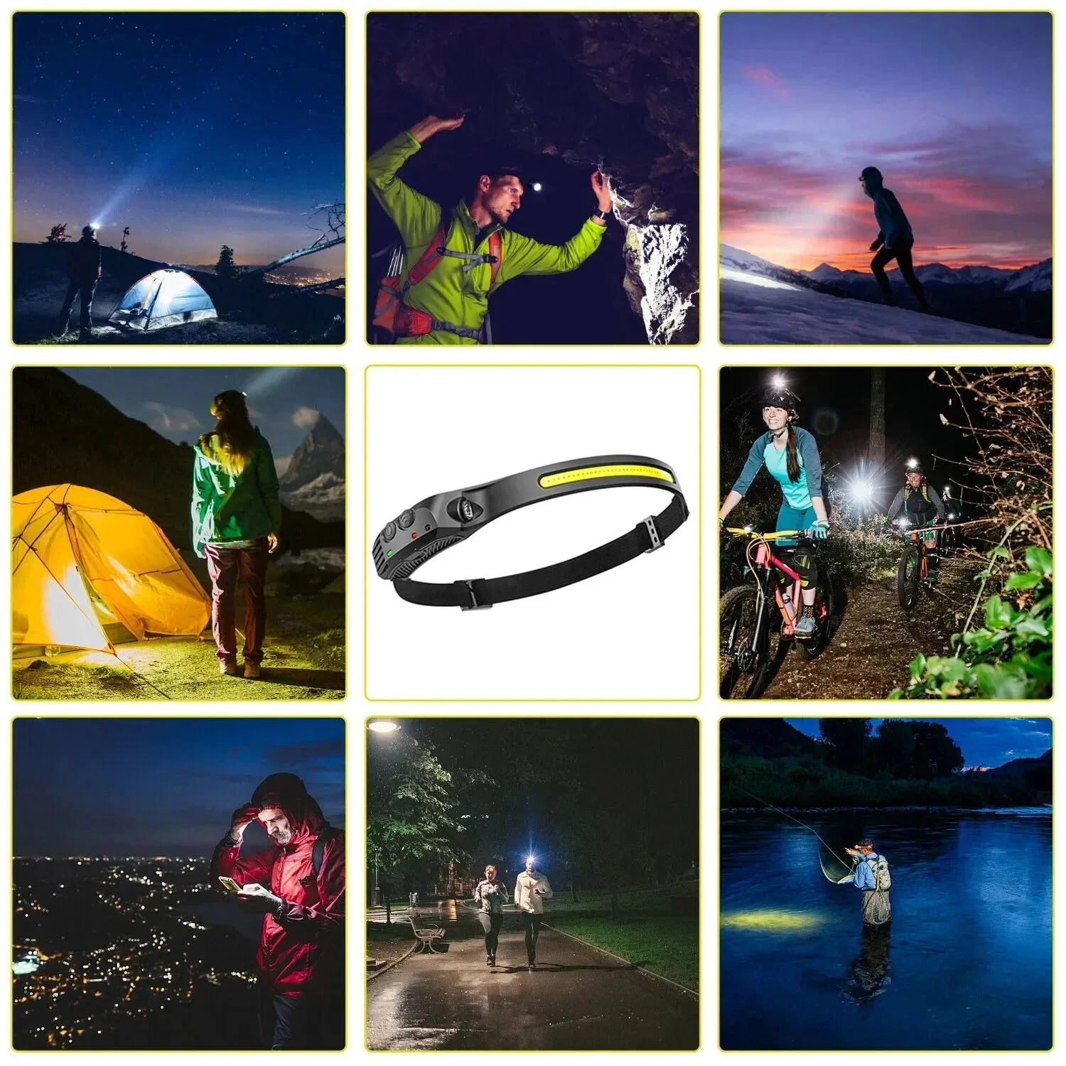 LED Sensor Headlamp USB Rechargeable Led Head Torch Built-in Battery Head Flashlight Outdoor Camping Fishing Headlight Lantern