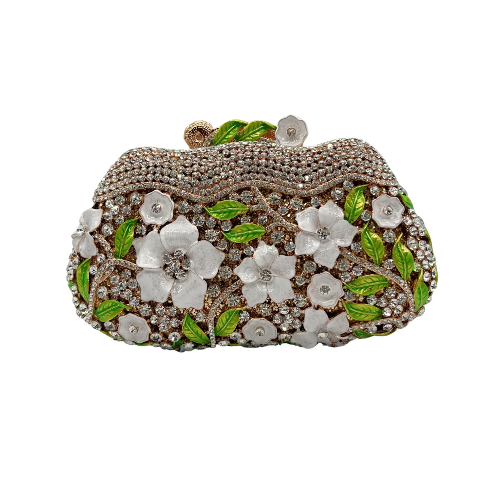 2026 Oil Drop Diamond Enamel Flower Stone Purse Women's Trendy Banquet Evening Handbag Snap Closure Dinner Bag Taschen Damen