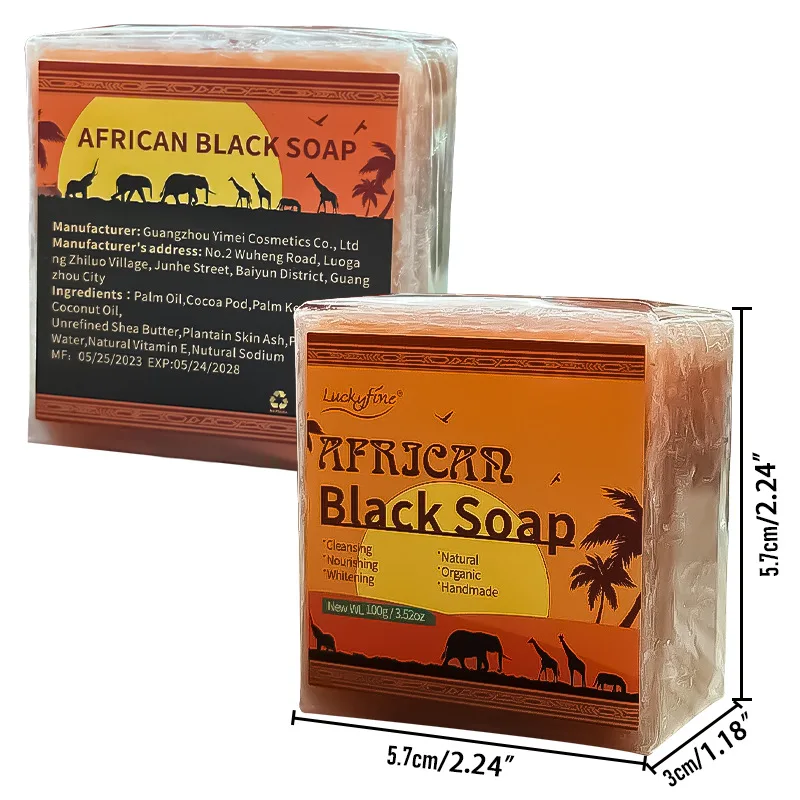 100g Natural African Black Soap With Organic Shea Butter Anti Rebelles Treatment Acne Moisturizing SkinCare Handmade Body Bath