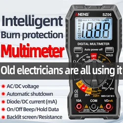 ANENG SZ06 multimetro digitale misuratore di resistenza alla tensione 2000 conteggi amperometro AC/DC voltmetro elettricista LCD retroilluminazione Ohm Tester