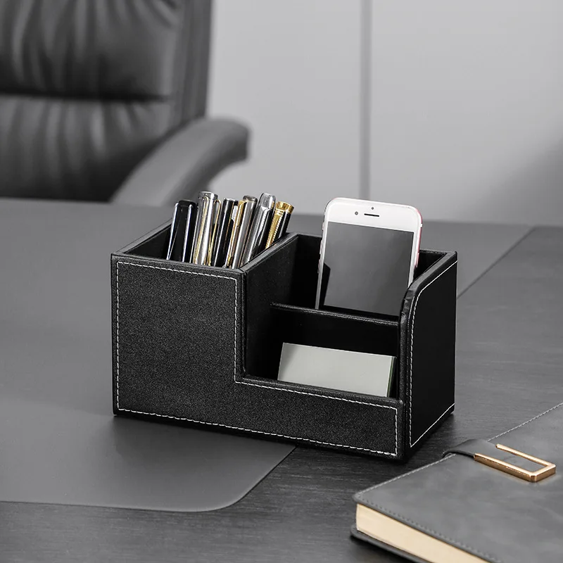 Leather Pen Holder Light Luxury Student Stationery Business Card Simple  Pen Holder Desktop Organizer Business Office Supplies