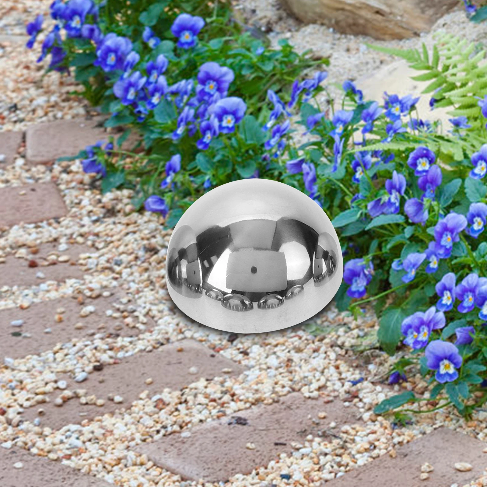 

12pcs Stainless Steel Decorative Balls Polished Half Sphere Garden Mirror Globes Reflective Outdoor Gazing Spheres