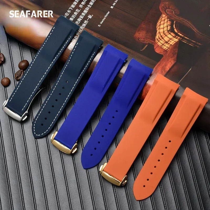 Silicone Watch Strap for Omega Watch AT150 SeaMaster 007 Men\'s Universe Ocean Series Rubber Sports Strap for Seiko 20 22mm