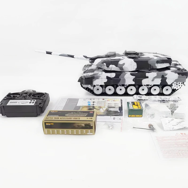 Nieuwe 1:16 Rc Tank Duitse Luipaard 2a6 Zware Afstandsbediening Tank Simulatie Luipaard 3889 Model Rook Grote Gevechtsvoertuig Speelgoed Geschenken