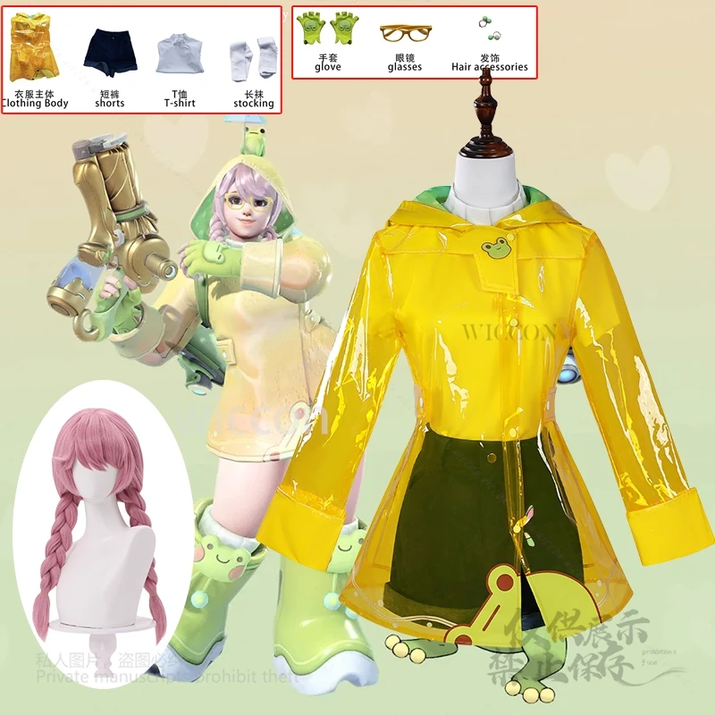 

Anime Mei Cosplay Fantasy VII Cosplay Costume Rain Suit Raincoat Game OW 2 Costume Women Roleplay Outfits Wigs Set Customized