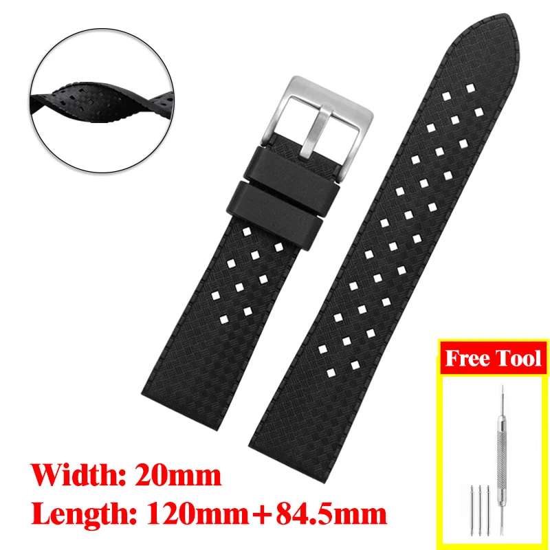 

20mm Premium Rubber Strap Soft Comfortable Skin Friendly with Pin Buckle Universal Watch Band Men's 20mm Replacement Watchband