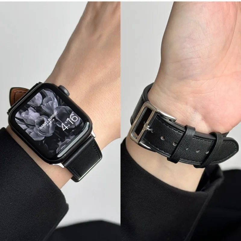 Lederarmband für Apple Watch Band 44 mm 45 49 41 40 38 42 46 mm Armband Correa Armband iWatch Serie 10 9 8 7 6 5 4 SE Ultra 2