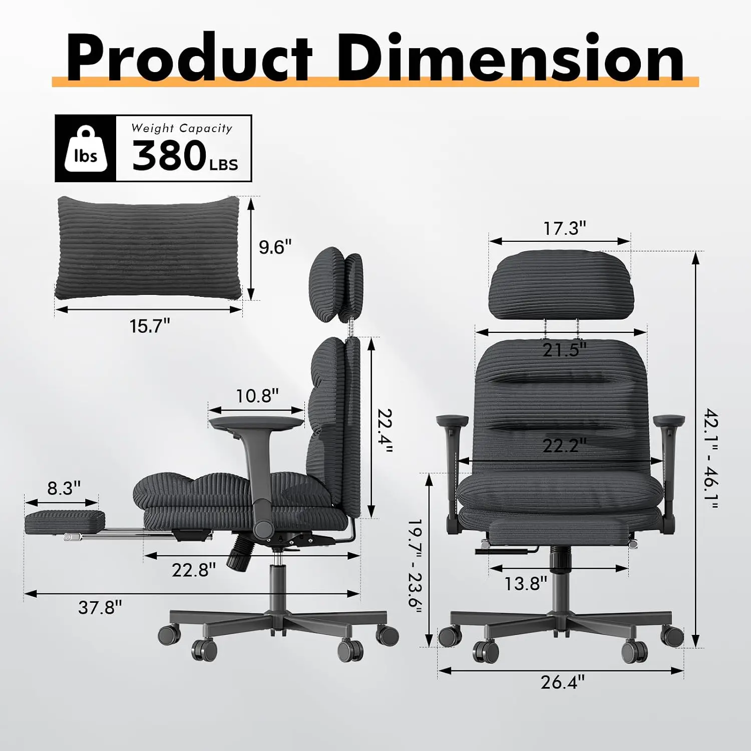 Ergonomic Office Chair with Flip-up Arms & Footrest, Adjustable High Back Swivel Mesh Task Chair for Home Desk Work, Customized