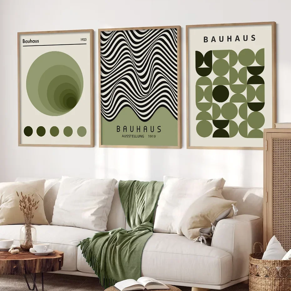 Scandinavian Minimalist Wall Art Bauhaus Green Abstract HD Diamond Painting Poster Print Home Bedroom Living Room Decoration