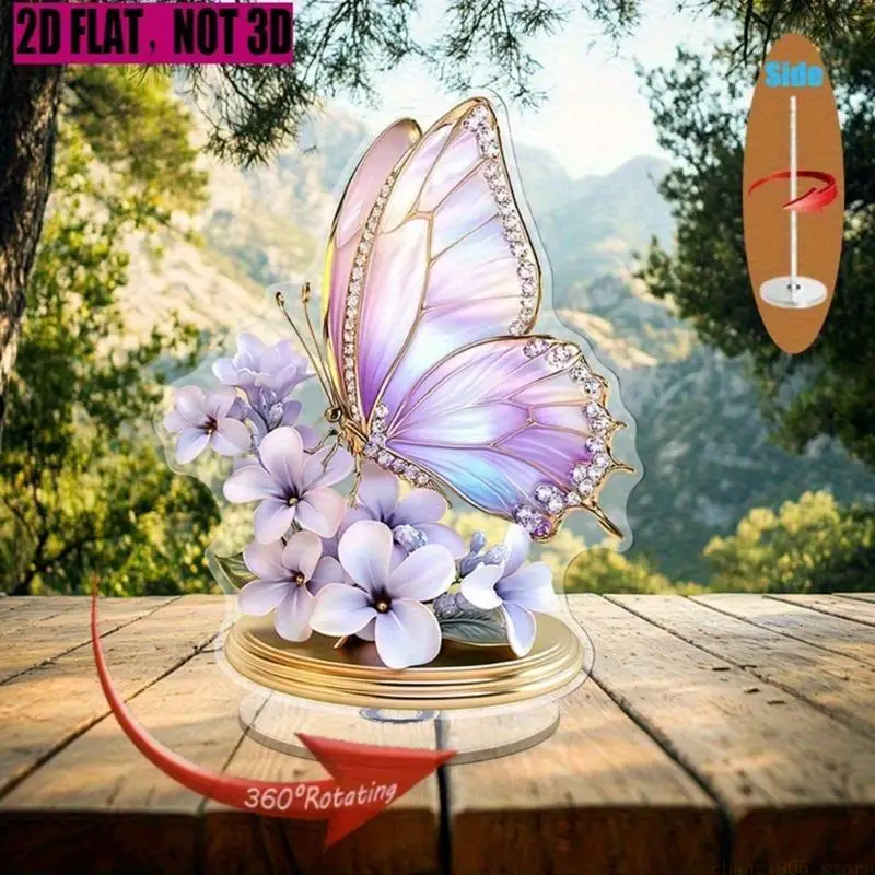 QX2E Desktop Decorations Acrylic Tabletop Ornament 2D Flat Desktop Art Statues Gift
