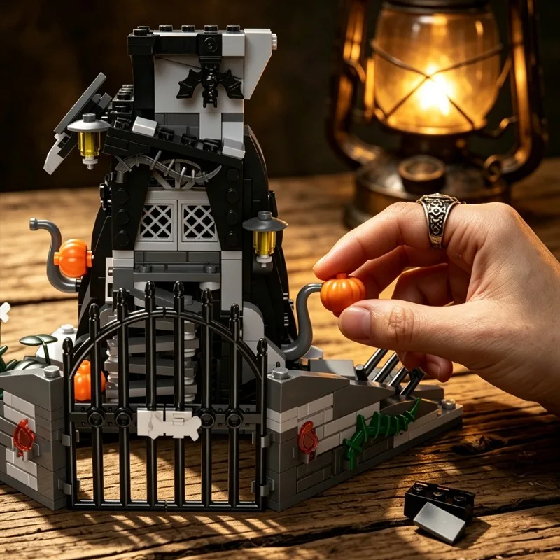 Halloween Vampire Tree House Gothic Style Building Blocks Lighting Creative Architectural Models Puzzle Toys Desktop Decoration view 4