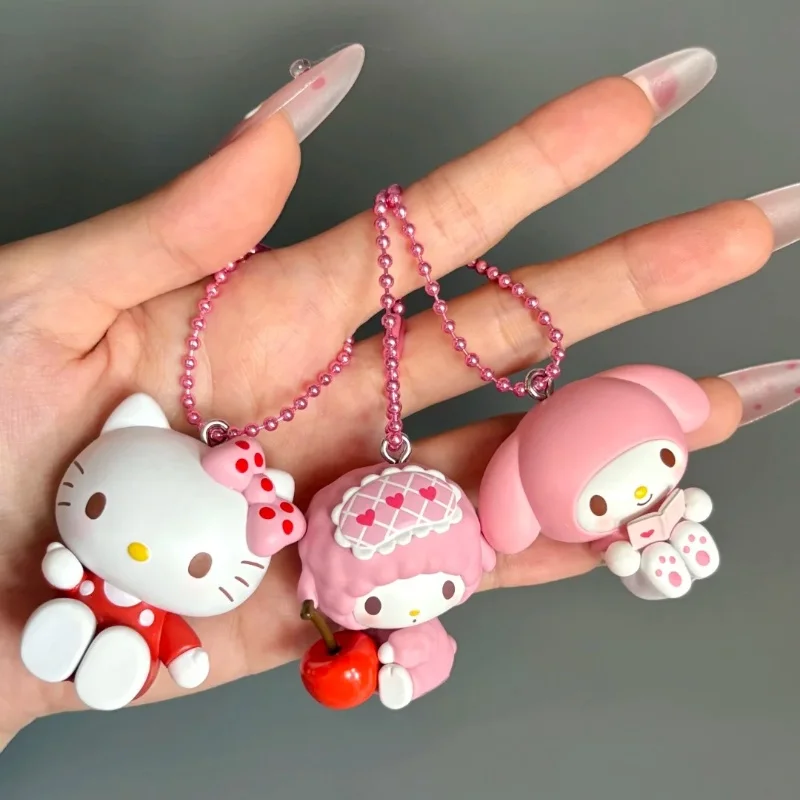 صندوق أعمى جديد من سلسلة مشروبات خاصة ملونة من Miniso Sanrio، تمثال Hello Kitty and Melody، لعبة تزيين الطاولة