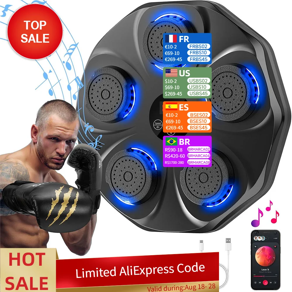 

Smart Mini Music Boxing Workout Machine with LED Light Electronic Gadgets Target Smart Boxing Pad