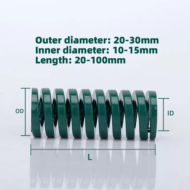 

Creamily 1PCS Mould Die Spring Green Heavy Load Alloy Steel Spiral Stamping Compression Mold Springs OD=20-30mm Length=20-100mm