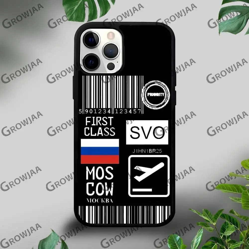 Viagem de avião bilhete rússia caso de telefone para iphone 16 15 14 13 12 11 pro xs max mini plus celulares duro funda