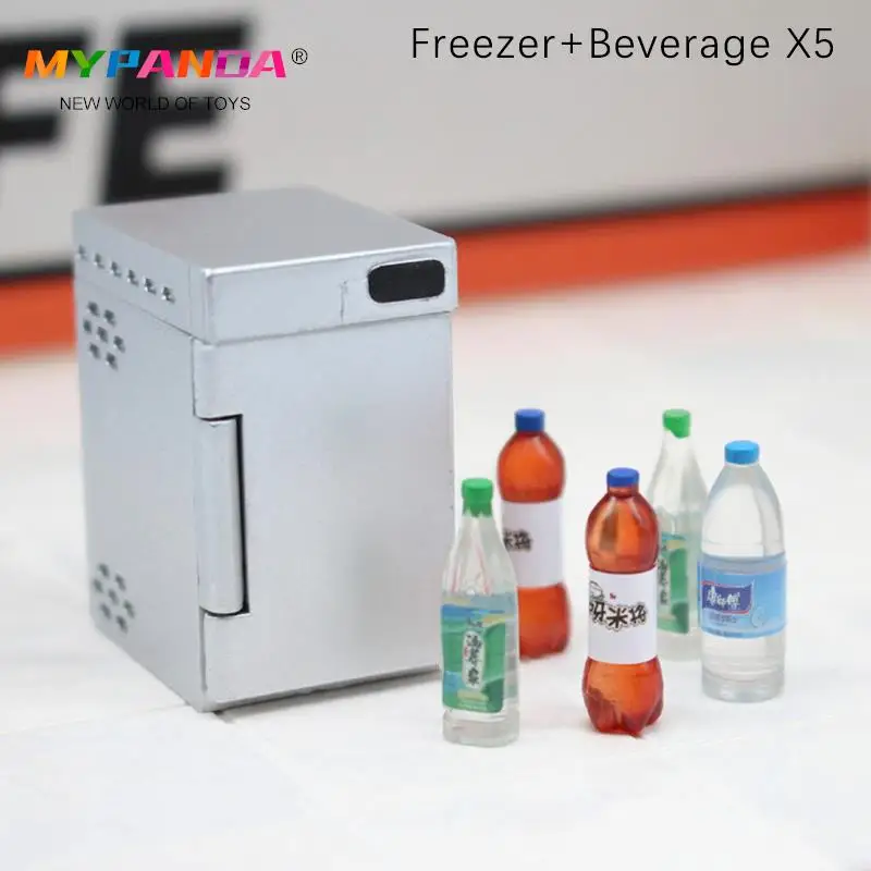 6pcs/set Dollhouse Refrigerator With Drinks Bottle Dollhouse Miniature Kitchen Decor Dolls House Scene Accessories