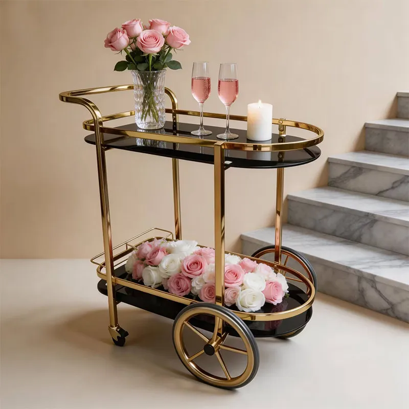 

Light luxury dining car, bar storage rack, living room, bedroom, bathroom, mobile trolley, sofa side, tea cart