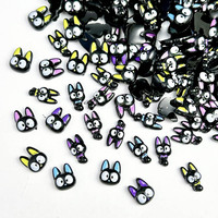30Pcs Cartoon Cute Pet Cat Nail Art Decoration Resin Colored Ear Little Black Cat Nail Charms for Making DIY Manicure Designs