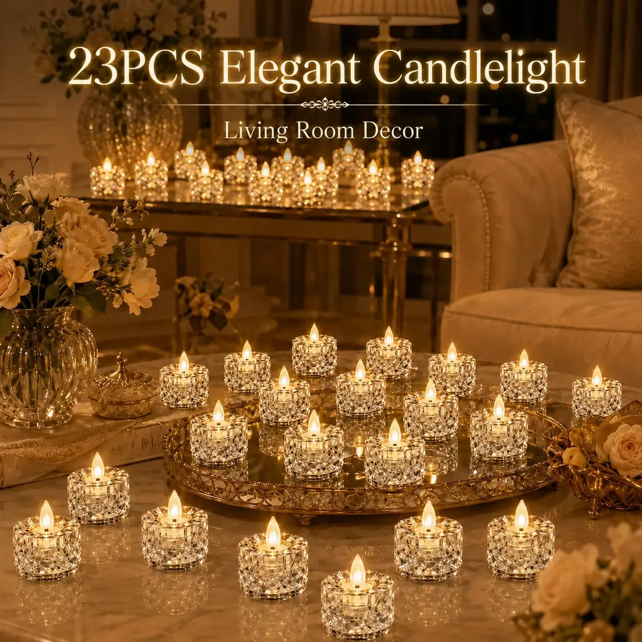 46 Pieces Of Flameless Crystal LED Candles, Battery-Powered, Warm White, Suitable For Wedding Floral Arrangements, Party Table Decorations, Christmas, Halloween, Bedroom And Home Decoration