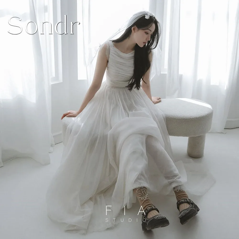 Sondr Customized Elegant Korean Wedding Dress 2026 New Sleeveless Backless Tulle Korea Photo Shoot Bridal Reception Gown