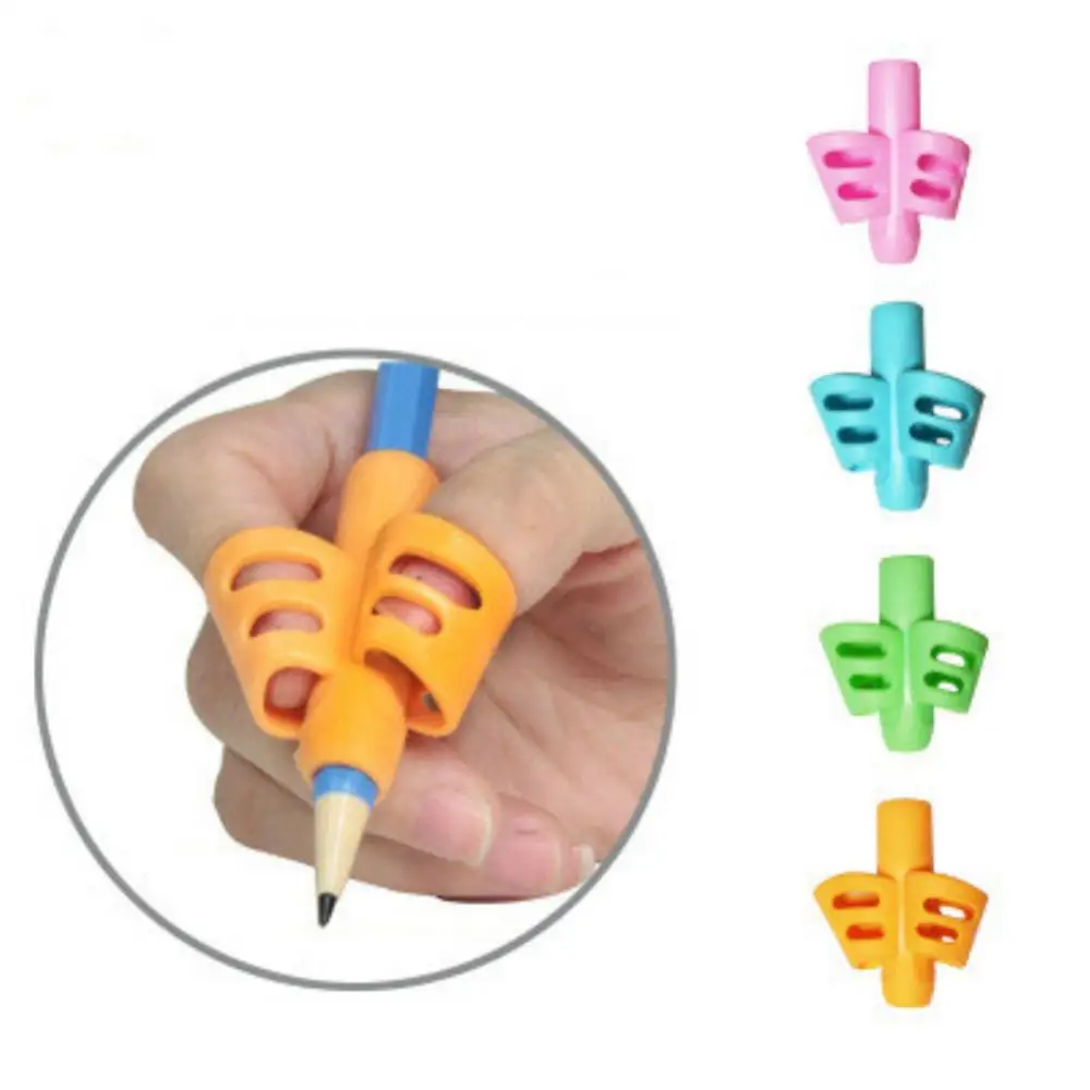 2-Finger Gel Pen Grips Set para crianças, ferramenta de correção de treinamento de escrita, canetas para crianças, Soft Silica Pencil Grasp, presentes