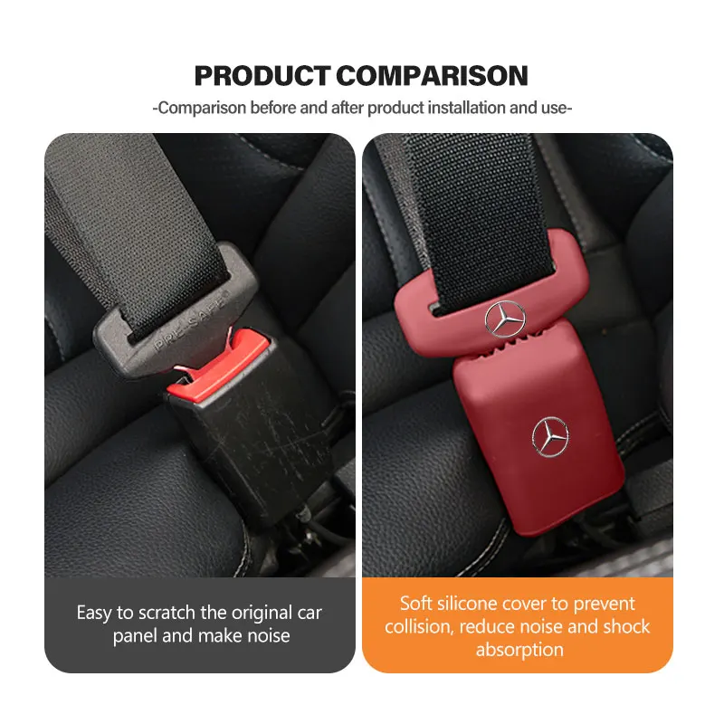 2pcs Silicone Car Seat Safety Belt Protection Buckle Clip Cover For Mercedes Benz AMG A C E S G Class W201 W210 W108 W204 W205