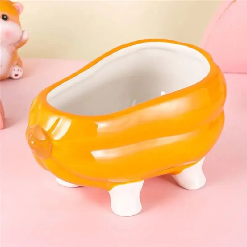 Cartoon Style Bathtub Cute Hamster Nest 4Pcs Food Bowl Cooling Bath Set Daily Necessities Pumpkin Design-AT64