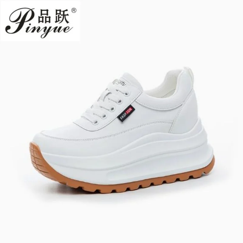

8cm Heel Sneakers Genuine Leather White Platform Sneakers for Women Chunky Platform Women Fashion Sneaker Shoes Wedge Heel 34-39