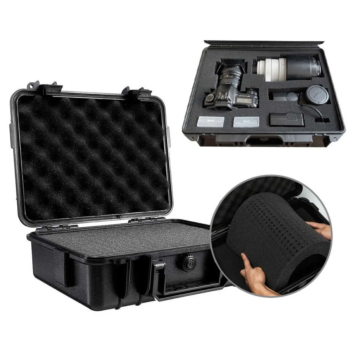 Waterproof Hard Carry Tool Case, Storage Box, fotografia de câmera com esponja, protetor de segurança, organizar saco para ferramentas, 3 tamanhos