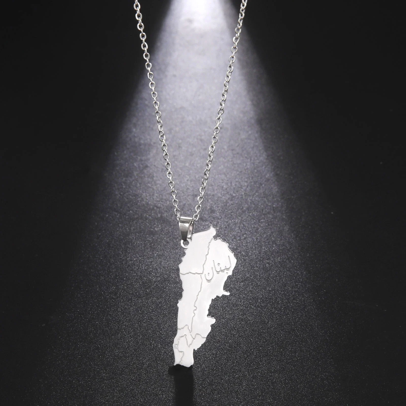 Cazador Lebanon Map Pendant Necklace for Women Men Stainless Steel Lebanese State Jewelry Chain 2025 Gift Wholesale 4 Colors