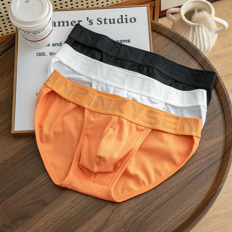 Men\'s Elastic Briefs Modal Threaded U Bulge Pouch Underwear Breathable Sport Solid Sexy Lingerie Slips and Thongs Men