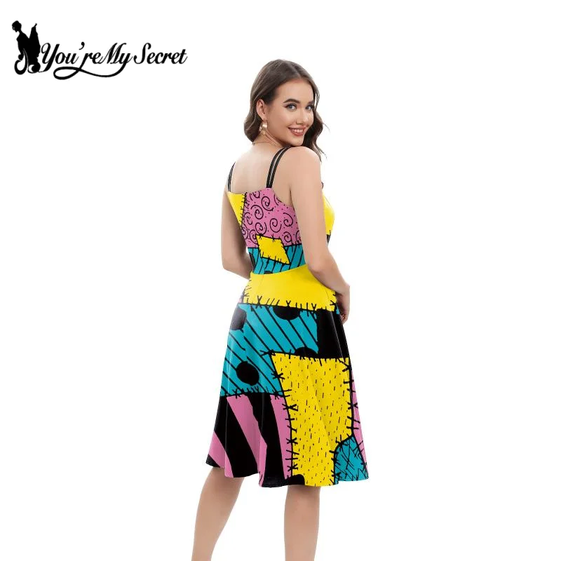 Halloween-Kleid mit Ärmeln, ausgefallenes Cosplay-Partykostüm, Slip-Kleid, Perücke, Socken, Anzug, Filmkostüm, Karnevalskleidung – Detail 4